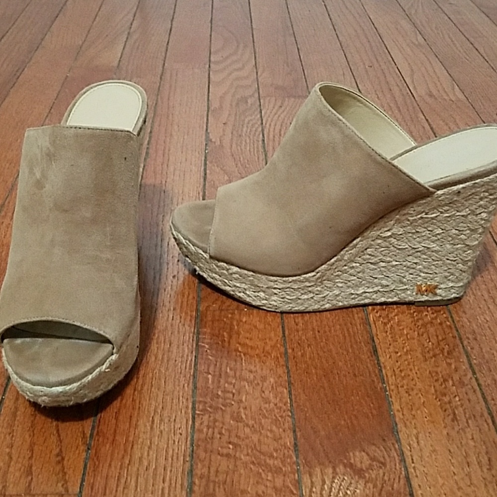 Michael Kors tan wedge sandals
